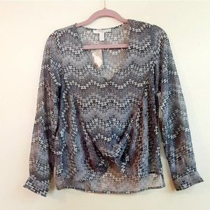 FOREVER 21 Long Sleeve Woven Top Grey XSmall